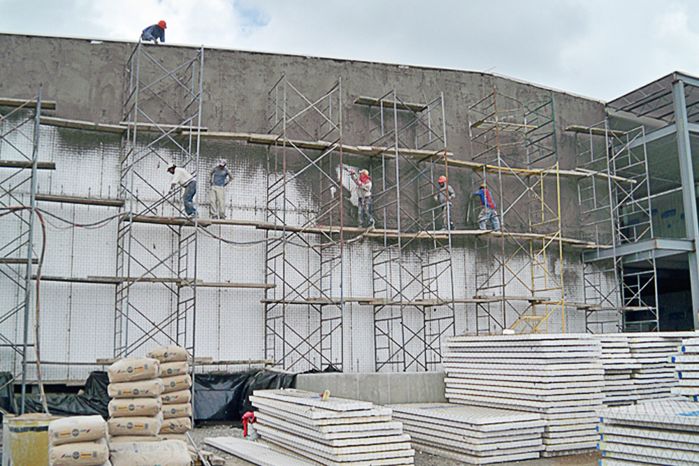 Application site of wall spraying mortar in construction engineering